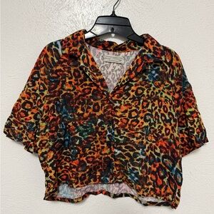 Urban Outfitters Multicolor Leopard Print Blouse